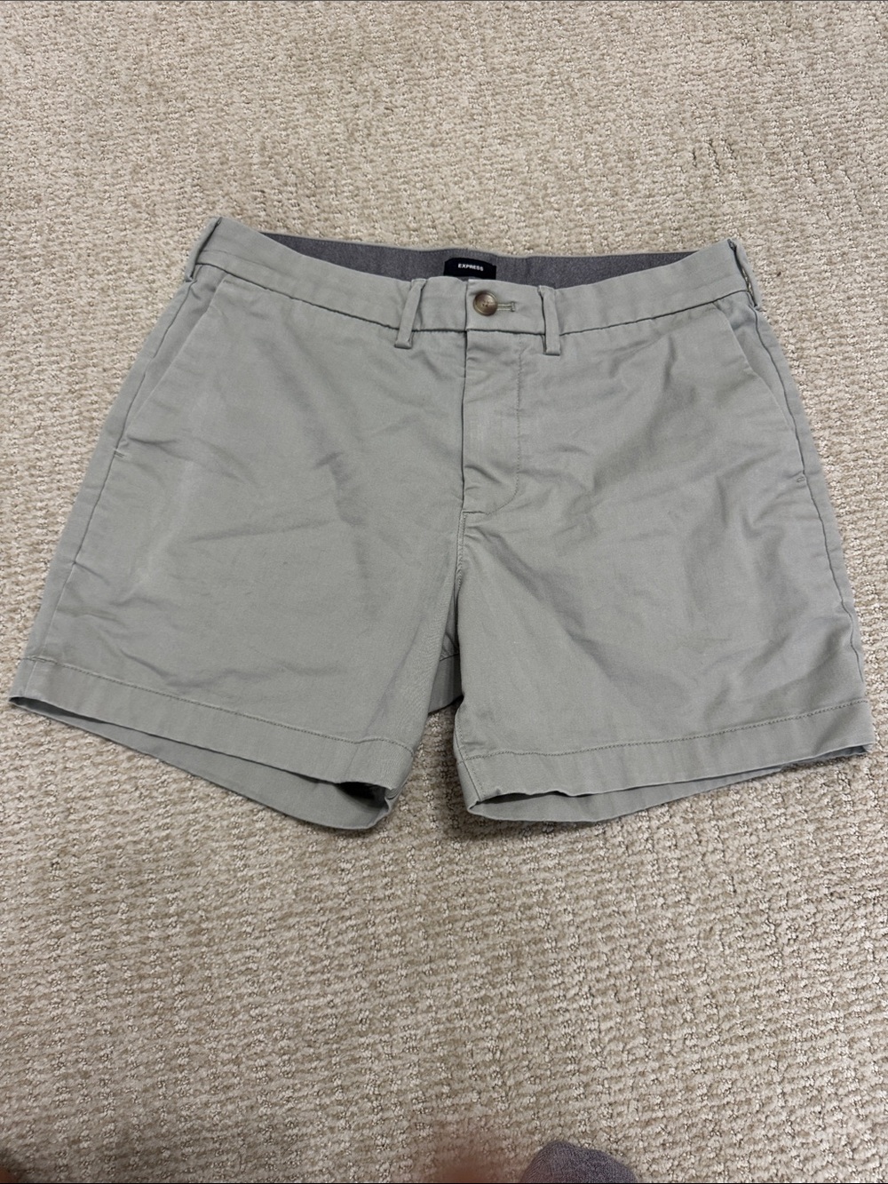 Express Men's Light Gray Flat Front Chino Shorts